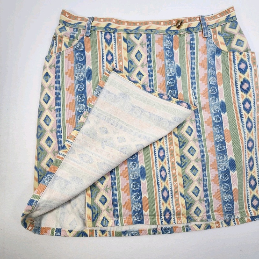 Vintage Vivaldi Jeanswear Denim Wrap Skirt 16 Petite Southwest Cowgirl USA - Picture 2 of 8
